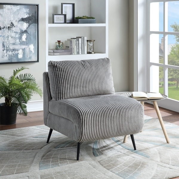 Nora by Ovis Fog Gray Armless Corduroy Accent Chair