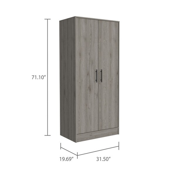 Particle Board Rectangle Armoire with Combo Storage， Bottom Inner Drawer - - 37938183