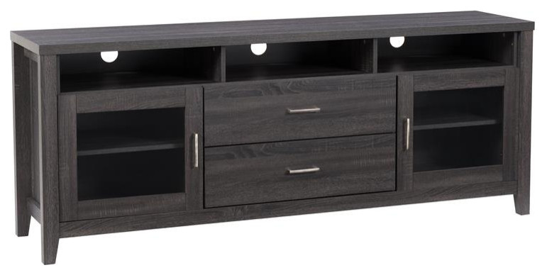 Atlin Designs 80 quotTV Cabinet with Drawers in Gray   Transitional   Entertainment Centers And Tv Stands   by Homesquare  Houzz