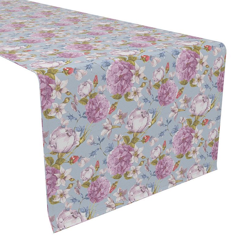 Table Runner， 100% Cotton， 16x72， Butterfly Vintage Floral