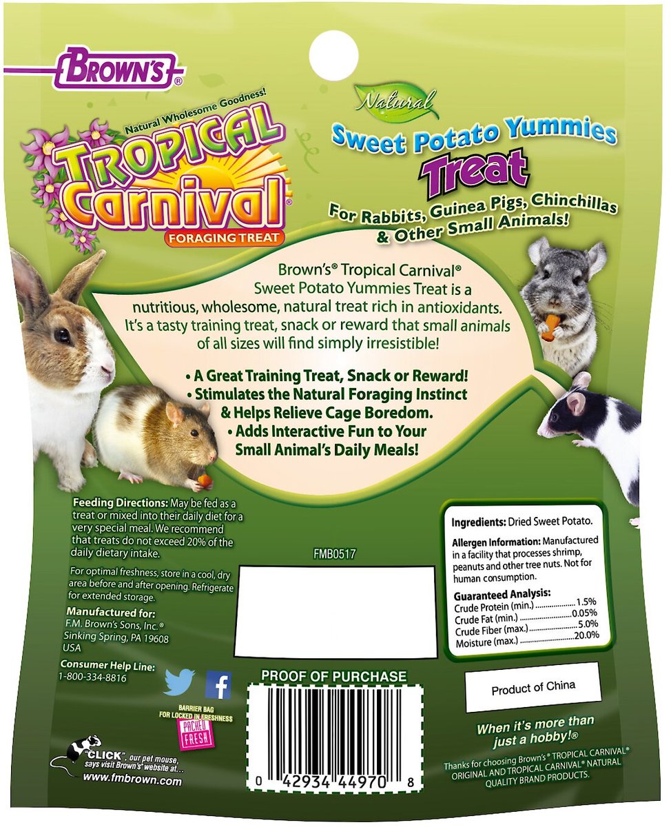 Brown's Tropical Carnival Sweet Potato Yummies Small Animal Treats