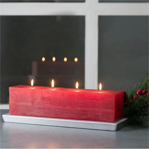 Layered Brick Candle Red scentless Clean burning Environmental Friendly