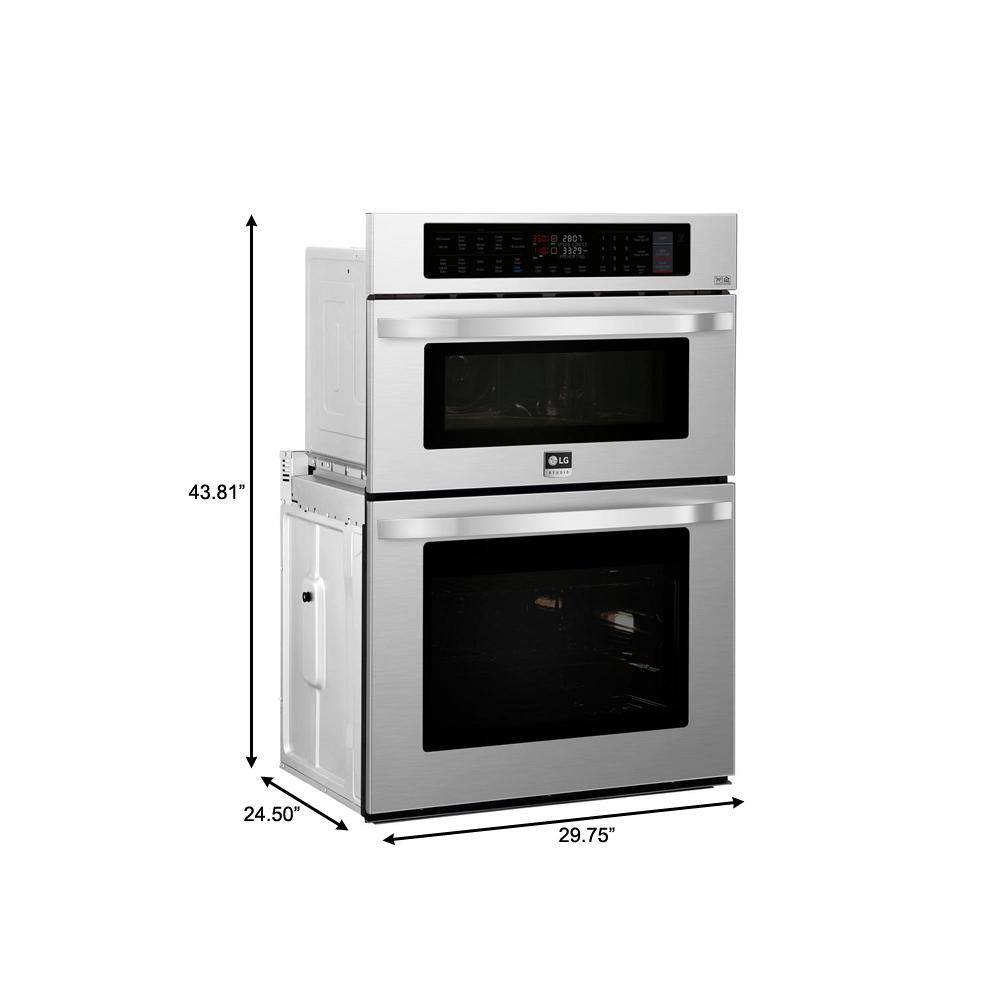 LG STUDIO 30 in. Smart Electric Convection  EasyClean Combination Wall Oven with Built-In Microwave in Stainless Steel LSWC307ST