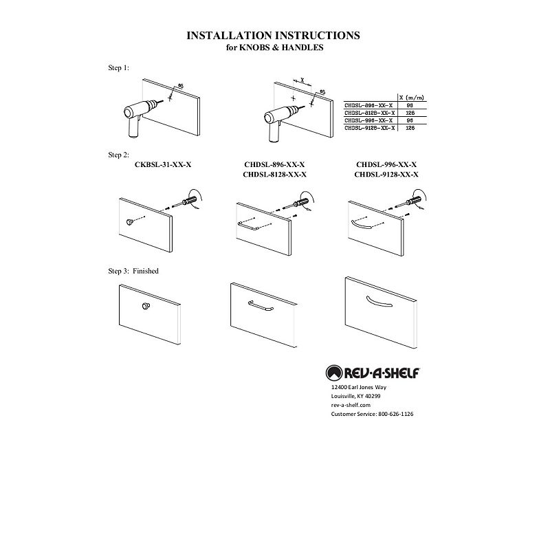 Rev-A-Shelf Sidelines Pull Out Door Handle 9 mm x 5 in 10-Pack， CHDSL-9128-BZ-10