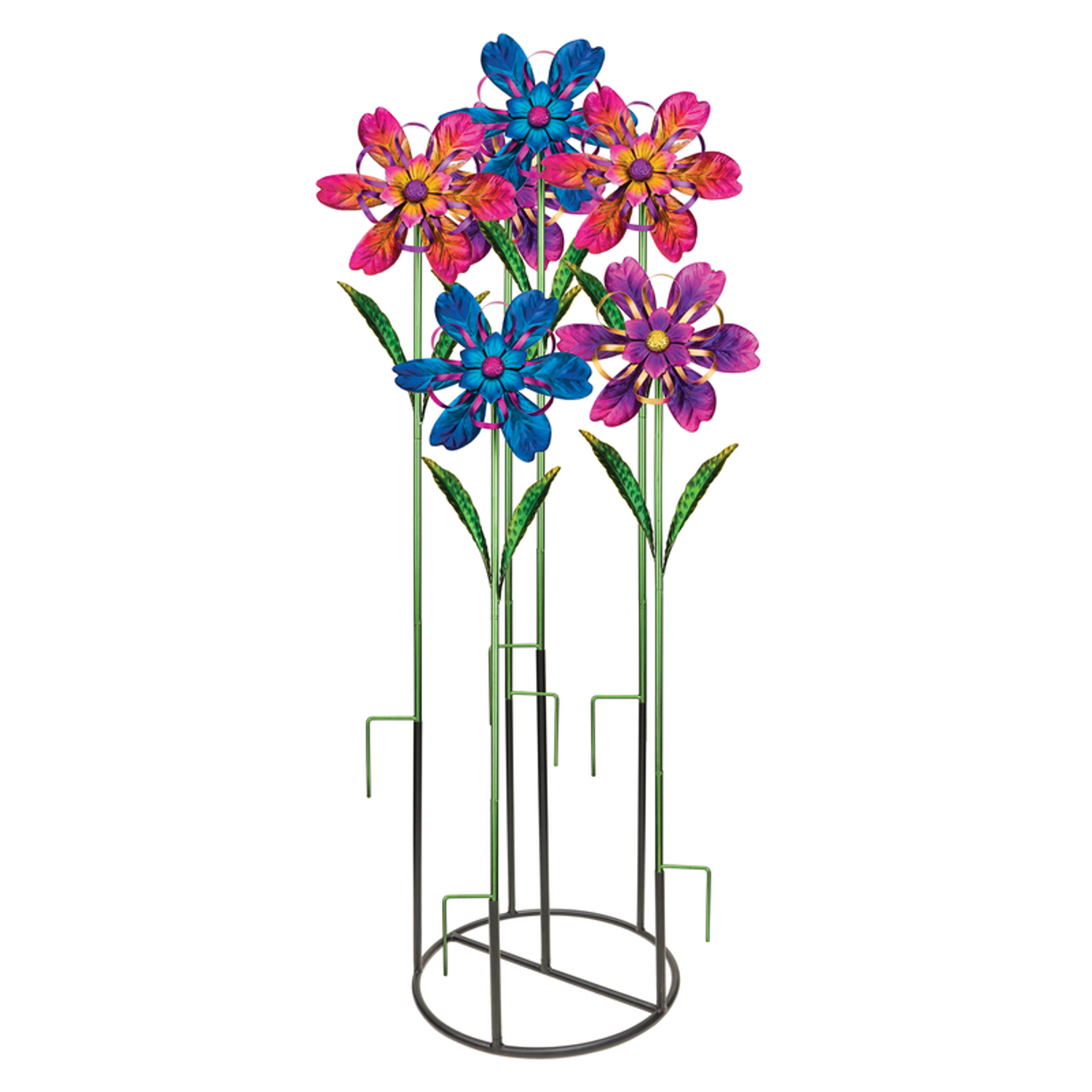 Regal Art and Gift Assorted Metal 36 in. H Flower Ribbon Garden Stake Spinner