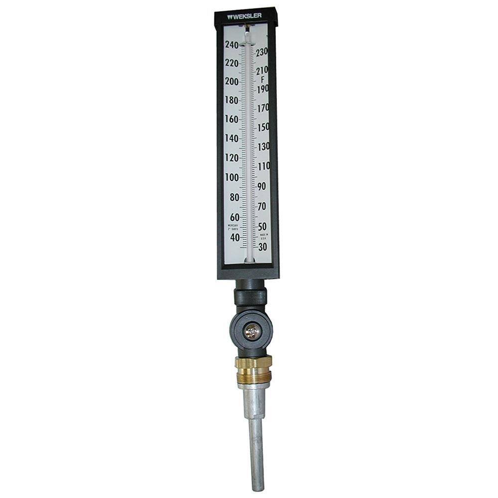 JONES STEPHENS Weksler Industrial Multi-Angle Thermometer Cold Water (0 to 120F) with 3-12 in. Stem and 1 in. NPSM J40506