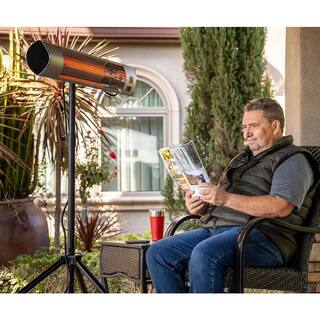 KENMORE 1500-Watt IndoorOutdoor Carbon Infrared Electric Patio Heater with Tripod and Remote Silver KH-7E01-SSTP