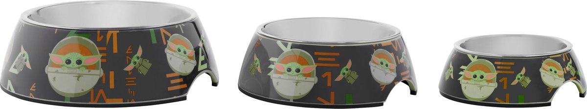 STAR WARS THE MANDALORIAN GROGU AUREBESH Non-Skid Stainless Steel with Melamine Stand Dog and Cat Bowl