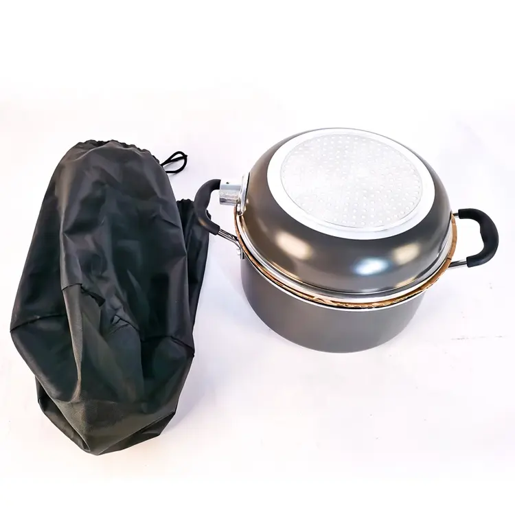 Hot sale OEM Hiking Picnic Aluminum pressed outdoor camping cookware set with detachable handles