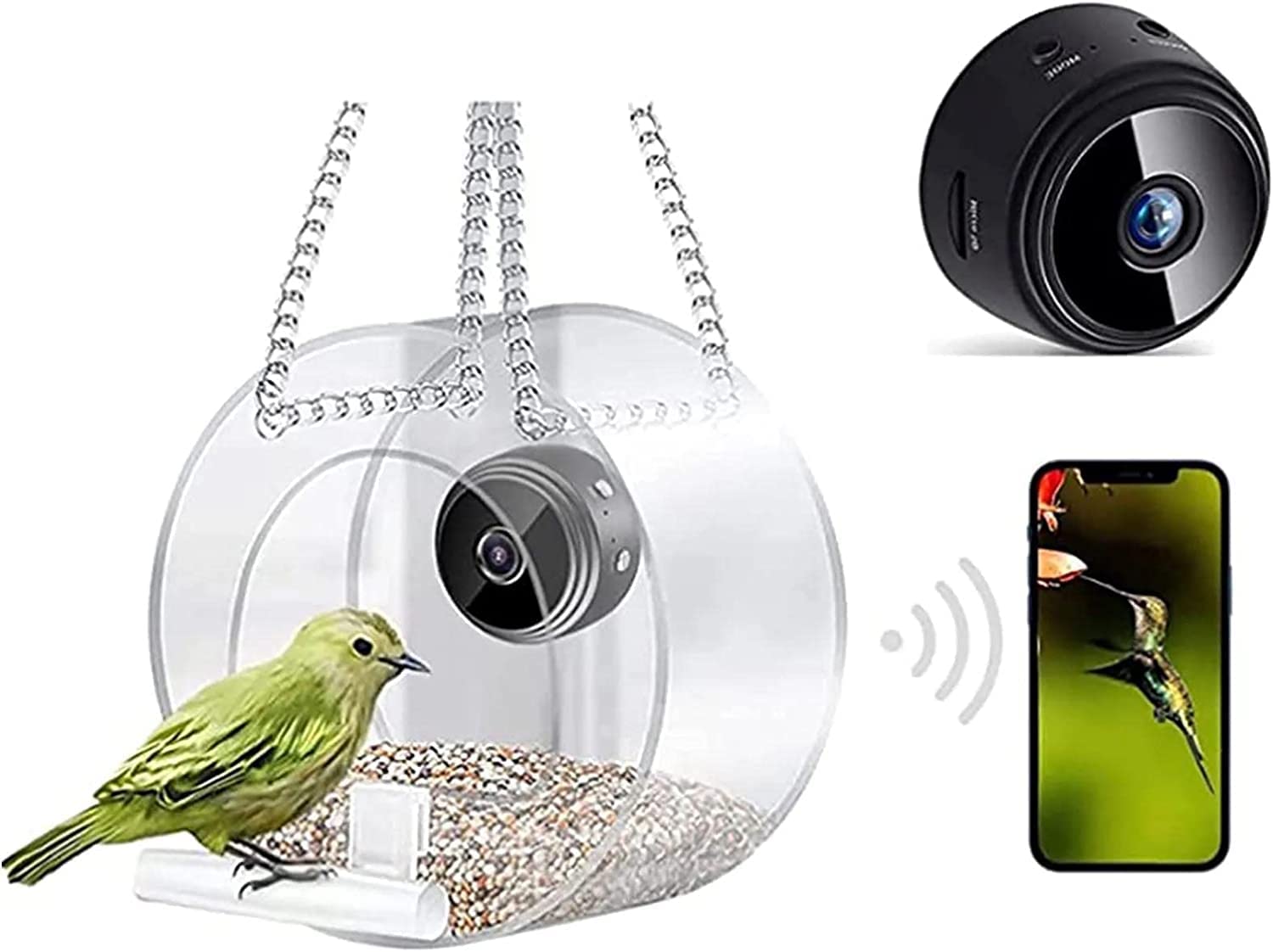 HOUFIY Bird Feeder with Camera，1080P Night Version Camera for Outdoor Bird Watching Photos