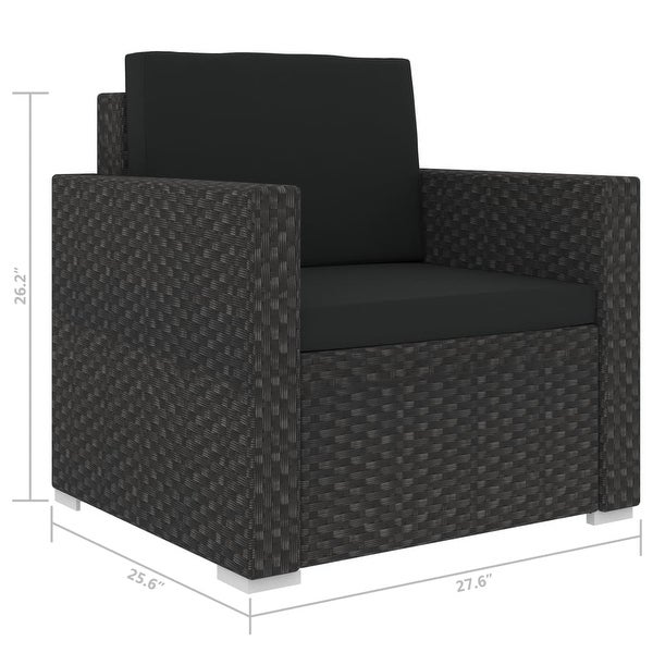 13 Piece Patio Lounge Set with Cushions Poly Rattan Black - Overstock - 36363461