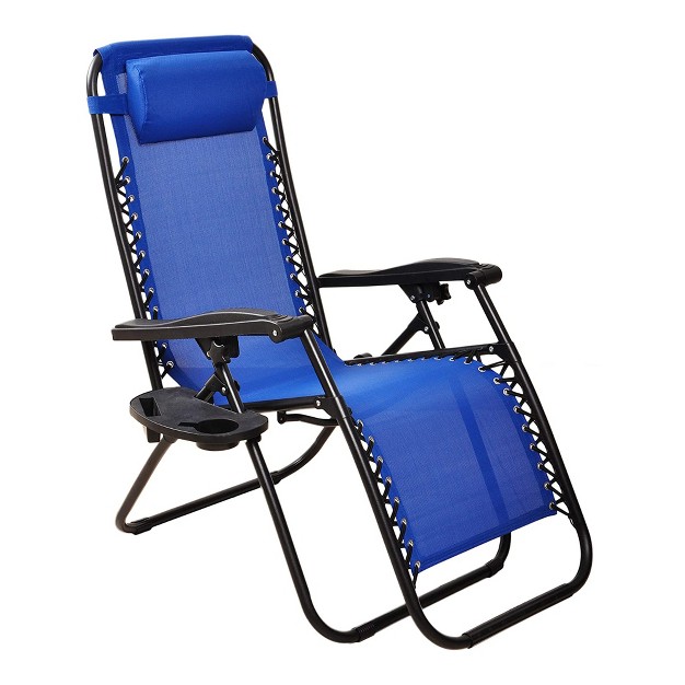 Elevon Adjustable Zero Gravity Recliner Lounge Chair W Detachable Cup Holder For Outdoor Deck Patio Beach Or Bonfire Weight Capacity 300lbs Blue