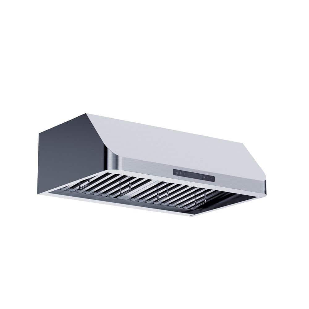 Winflo 36 in 466 CFM Convertible Under Cabinet Range Hood in Stainless Steel with Baffle Filters