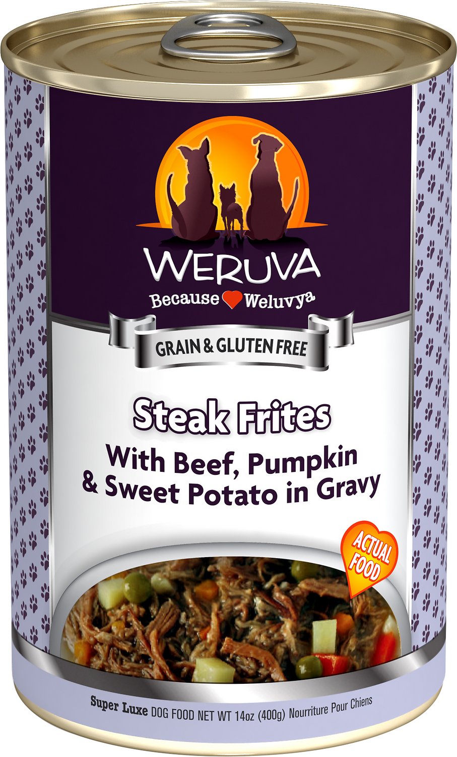 Weruva Steak Frites With Beef， Pumpkin and Sweet Potatoes In Gravy Grain