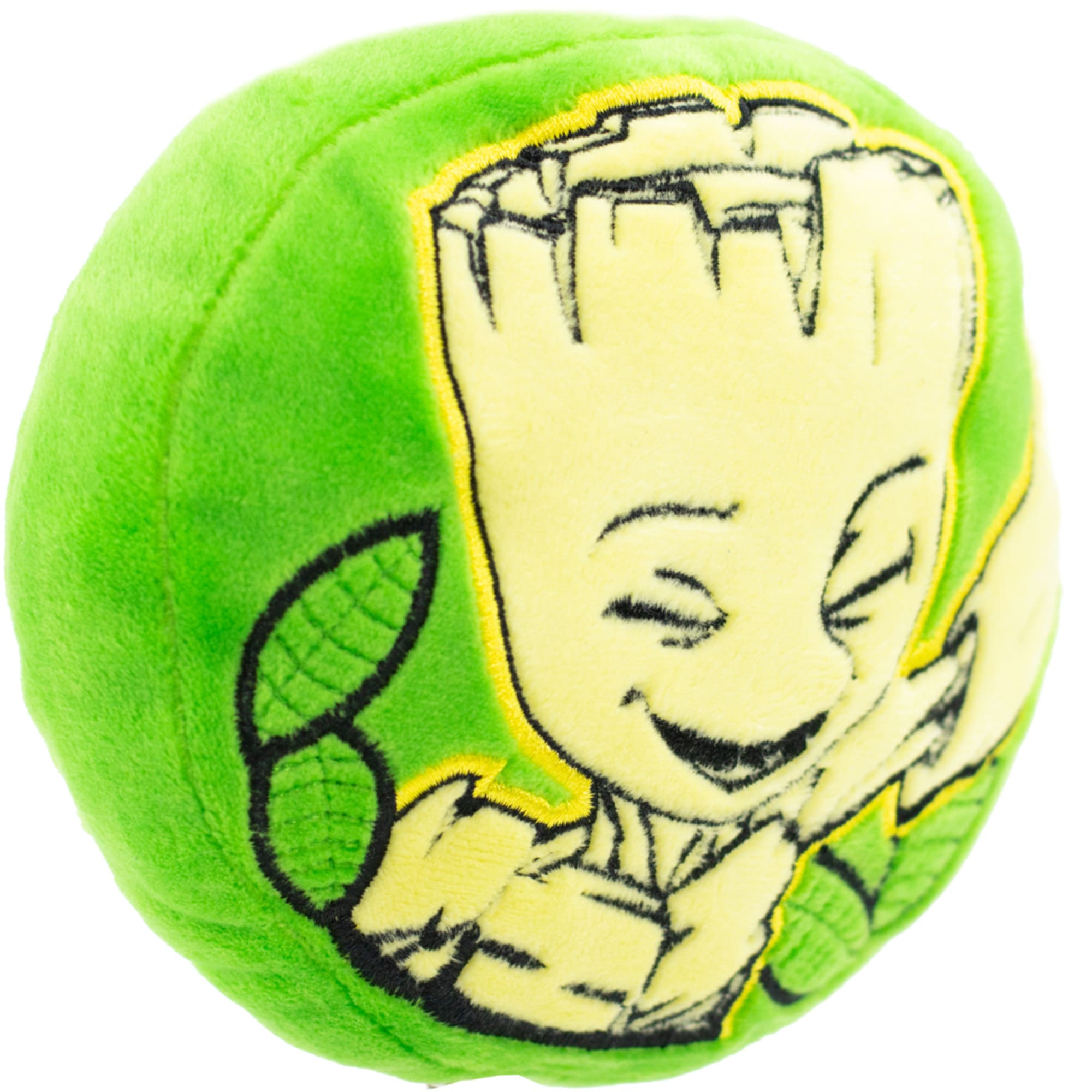 Buckle-Down Green/Brown Marvel Groot Happy Pose Leaves Plush Squeaker Dog Toy， X-Small