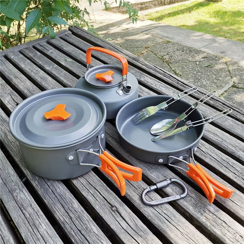 Sevenstar Low Price 7 Pcs Other Camping   Hiking s Portable Aluminium Pot Teapot Frying Pan Tableware Set with Carabiner