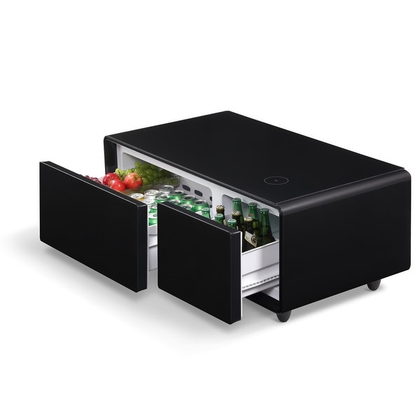 Mini Smart Coffee Table with Built in Fridge Wireless Charging Module