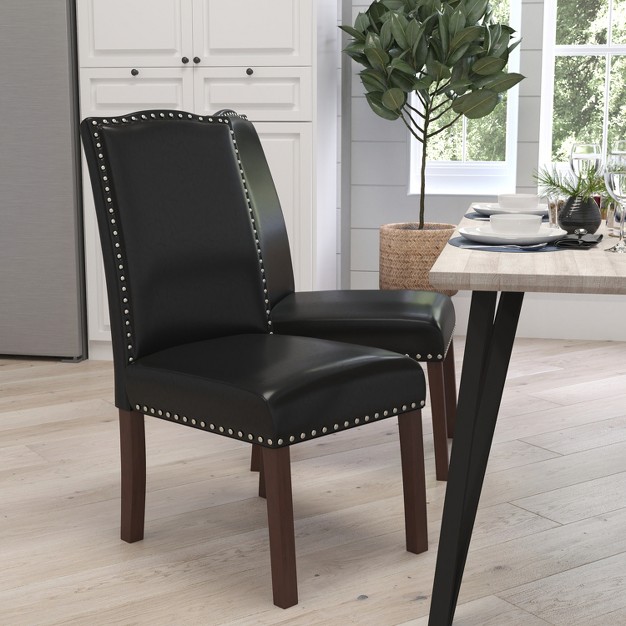 Merrick Lane Parsons Chair Plush Dining Chair With Accent Nail Trim And Wooden Legs