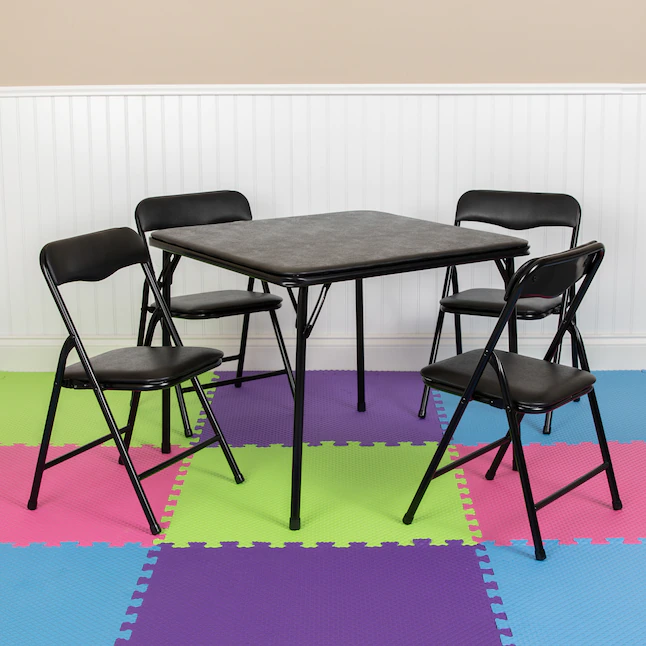 Flash Furniture 24-in x 24-in 5-Piece Indoor Powder-coated Steel Folding Table and Chair Set