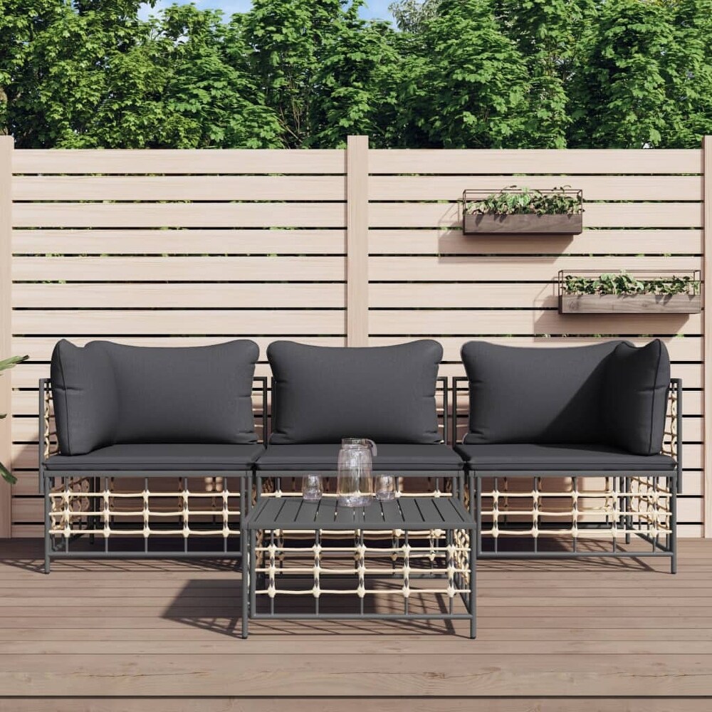 vidaXL Sectional Corner Sofas with Cushions 2 pcs Poly Rattan