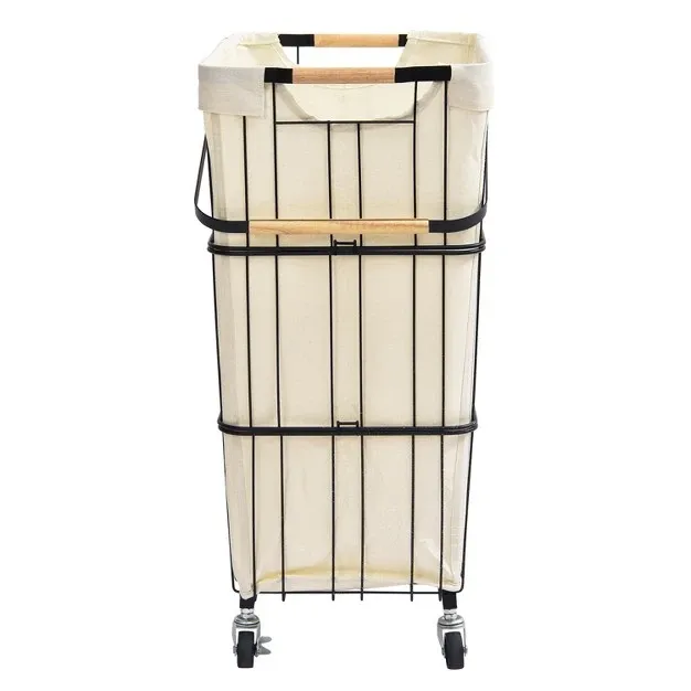 Mobile Rolling Storage Laundry Basket Cart With Handle