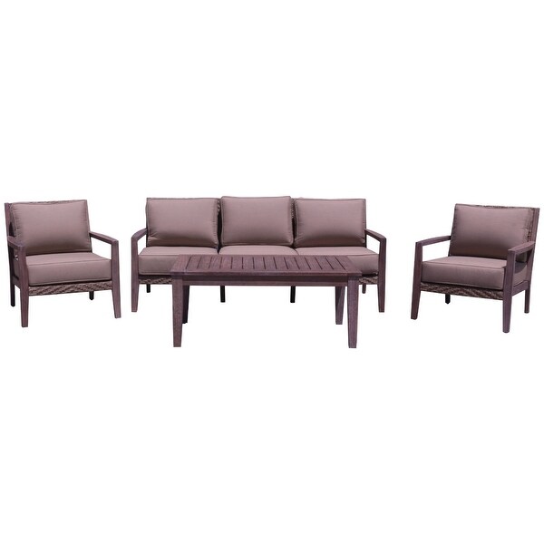 Courtyard Casual Bridgeport II 4 pc Sofa Set Includes: One Sofa，One Coffee Table and Two Club Chairs