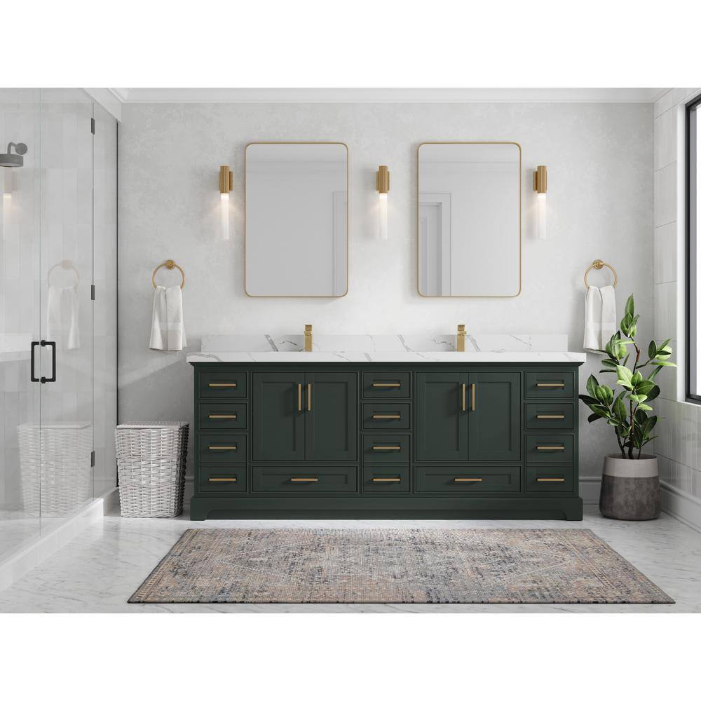 Willow Collections Fenway 84 in. W x 22 in. D x 36 in. H Double Sink Bath Vanity in Pewter Green with 2