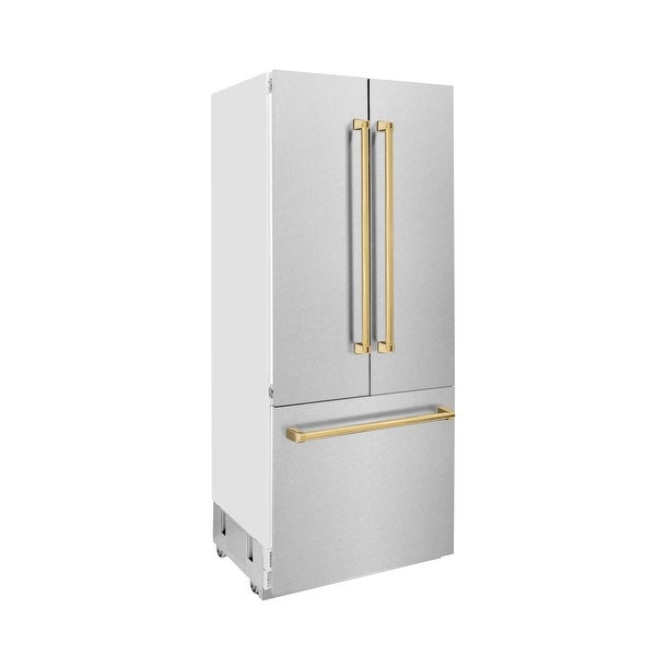 ZLINE 36” Autograph Edition 19.6 cu. ft. Built-in 3-Door French Door Refrigerator with Internal Water and Ice Dispenser