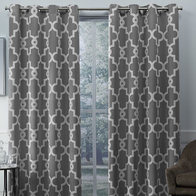 Exclusive Home 2-pack Ironwork Sateen Woven Blackout Window Curtains