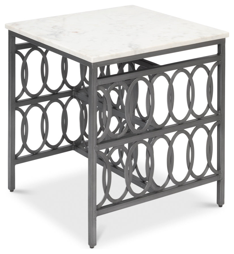 Olympia Square Side Table White Marble Top   Traditional   Side Tables And End Tables   by Sideboards and Things  Houzz