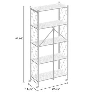 White 5-Tier Metal Collapsible Garage Storage Shelving Unit (28 in. W x 63 in. H x 15 in. D) shelve-1391