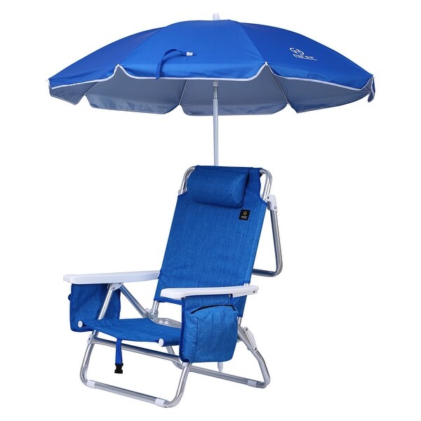 Backpack Beach Chair with Cooler and Umbrella，Cup Holder Outdoor，Ideal for Camping，BBQs，Travel，and Picnics