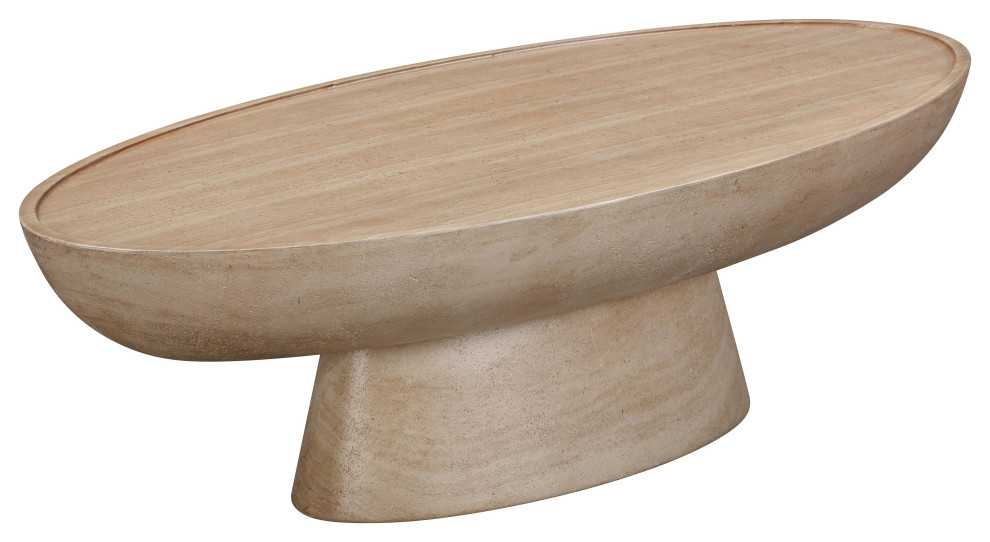 Eclipse Textured Faux Travertine Indoor / Outdoor Coffee Table   Modern   Coffee Tables   by First of a Kind USA Inc  Houzz