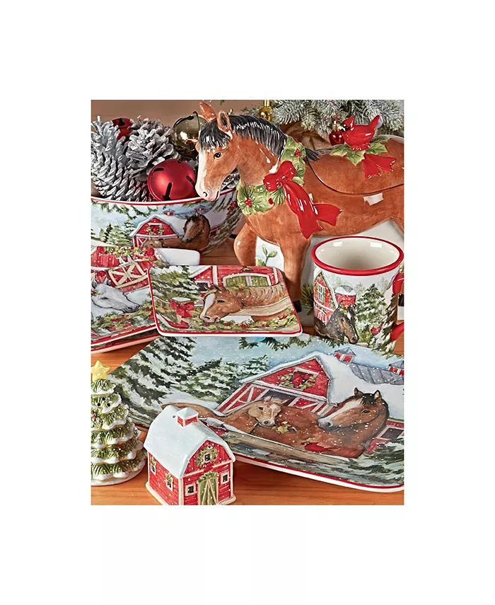 Certified International Homestead Christmas 4 Piece Dinner Plate Set