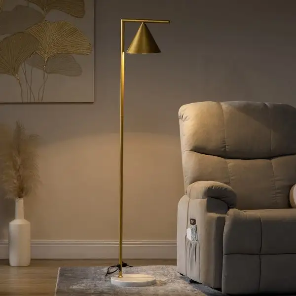 HOMCOM Modern Floor Lamps for Living Room, Standing Lamp for Bedroom with Adjustable Head (Bulb not Included)