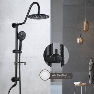 Tahanbath 1-Spray Patterns Wall Mount Dual Shower Heads with Slide Bar 2.5 GPM in Matte Black X-W1219-W1219105888