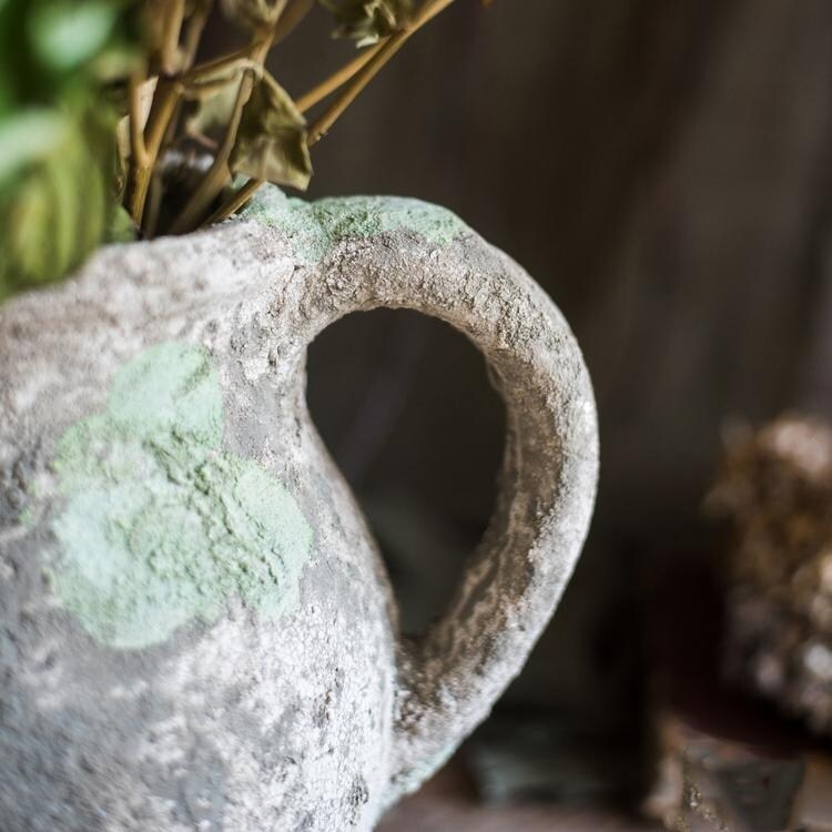 RusticReach Pompeii Cement Floral Jar