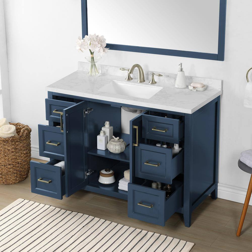 Home Decorators Collection Madsen 48 in. W x 22 in. D x 34.5 in. H Bath Vanity in Grayish Blue with White Cultured Marble Top Madsen 48GB