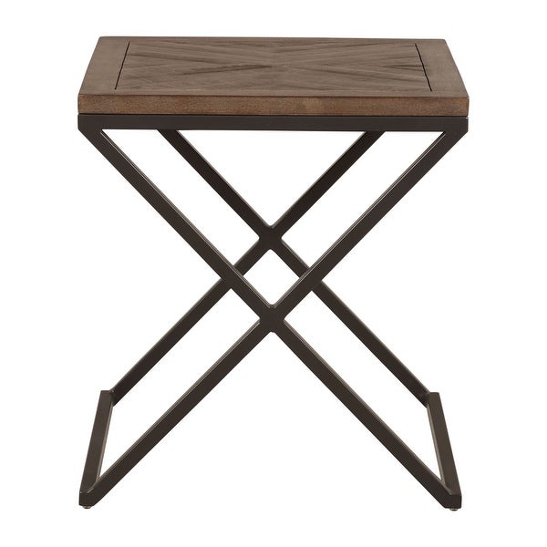 Elgin Mango and Metal Accent Side Table with Cross Leg Base