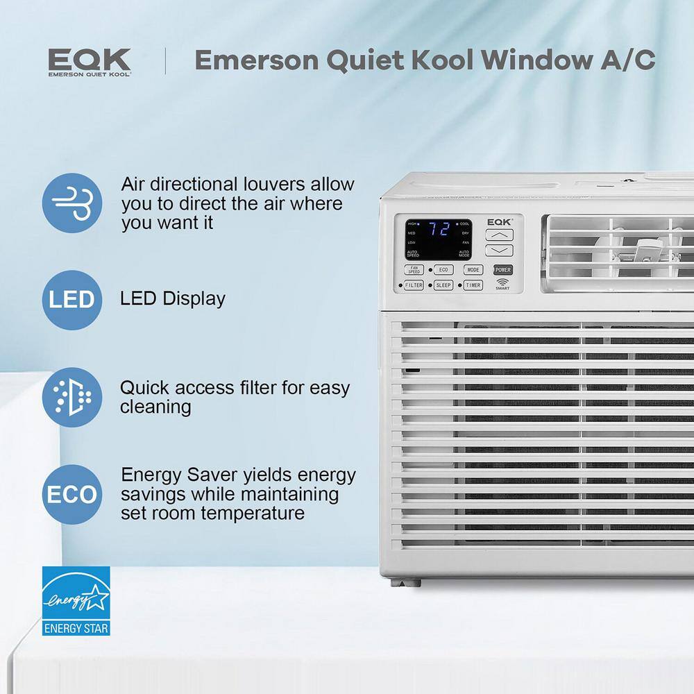 EQK SMART 15000 BTU 115-Volt Window Air Conditioner with Remote Wi-Fi and Voice Control in White EARC15RSE1