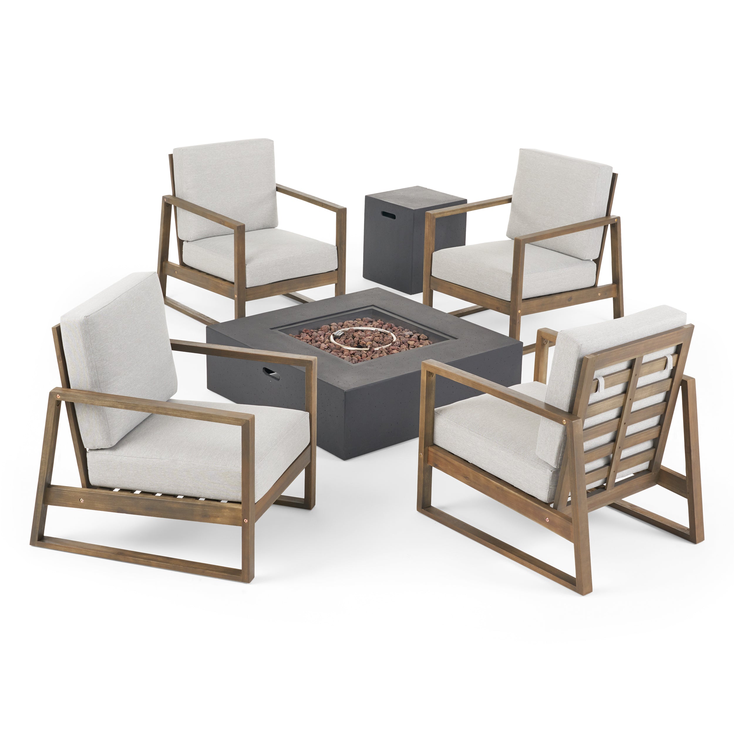 Marlee Outdoor 4 Seater Chat Set with Fire Pit