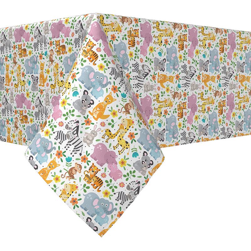 Square Tablecloth， 100% Cotton， 52x52， Wild Life Cartoon Animals