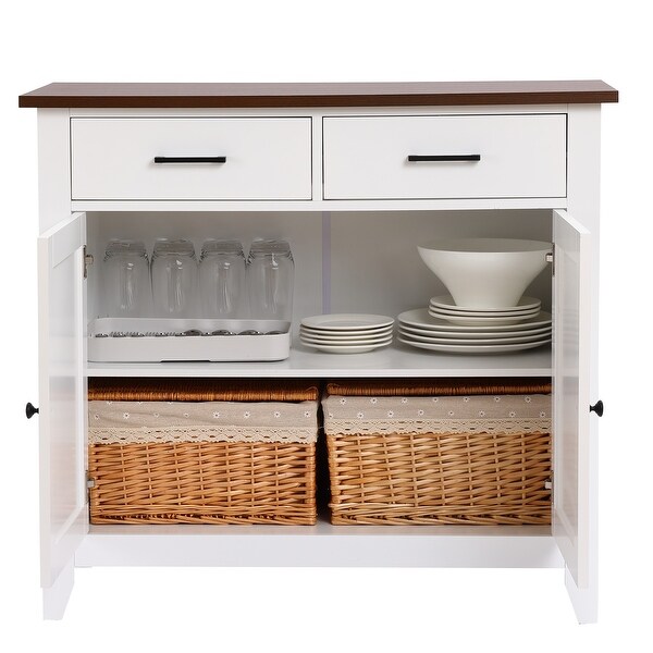 White Wood 2-Drawer 2-Door Sideboard Storage Cabinet - 32.83