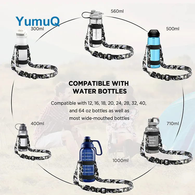 YumuQ 12   64 oz Polyester Gym Universal Water Bottle Sleeve Holder With Carabiner For Walking Hiking Camping