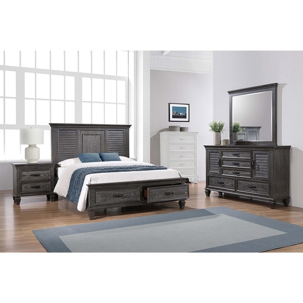 Wooden Storage Queen Storage Bedroom Set in Weathered Sage - - 36135784