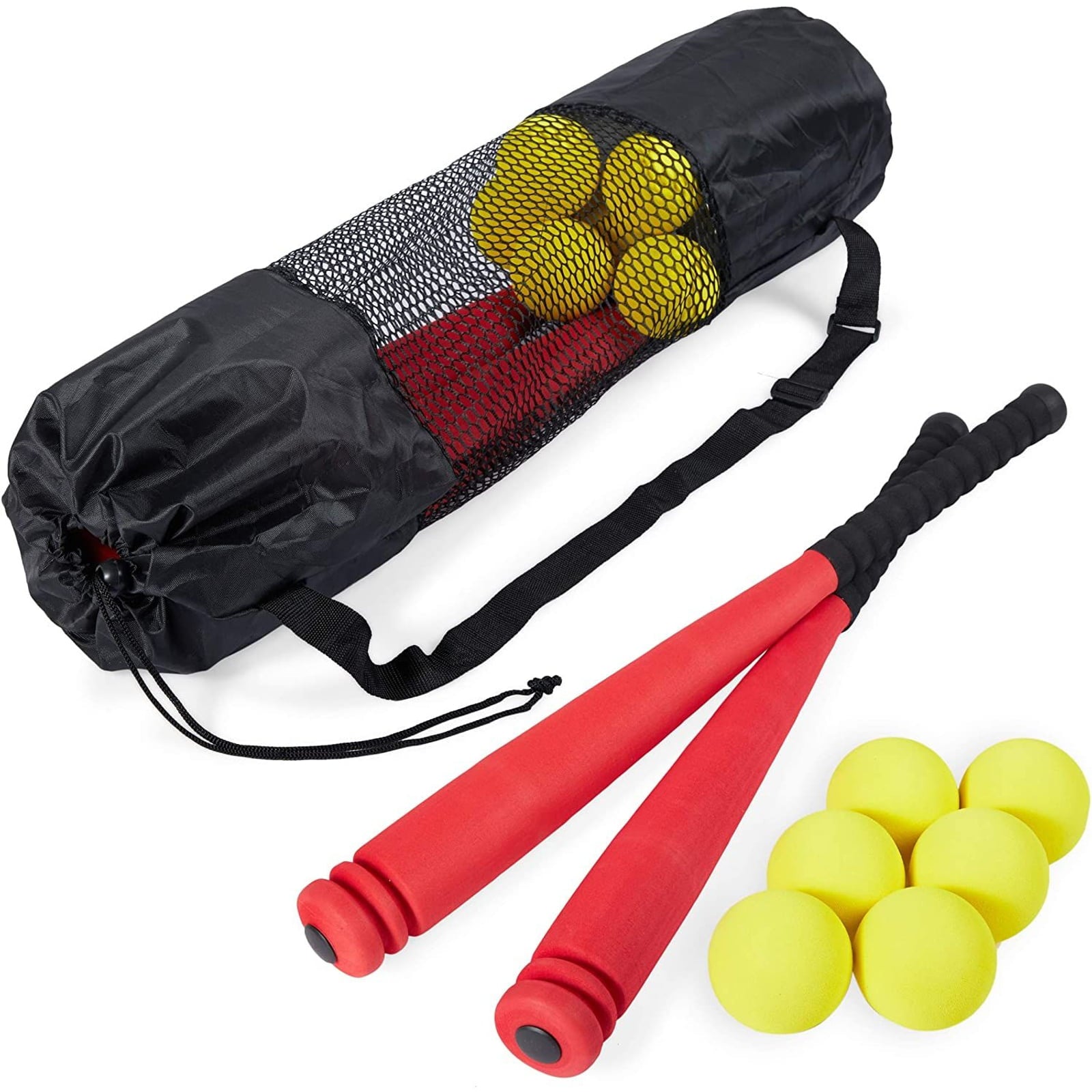 9 Pcs Foam Baseball and Bat Set for Toddlers Kids, Sport Practice Toys with Carrying Bag, 2 Bats, 6 Balls