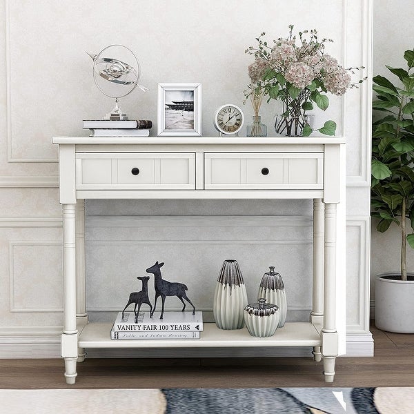 Modern 2-drawer Console Table with Shelf-35.4