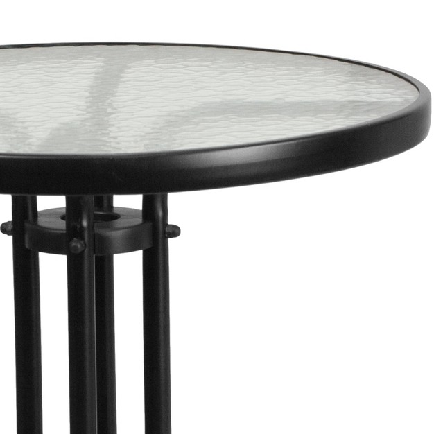 Round Tempered Glass Metal Table