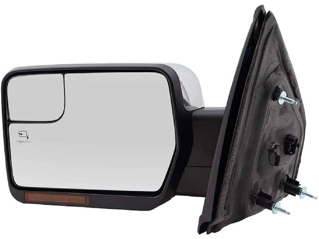 Left Driver Side Power Mirror， Chrome， Power Folding， with Heated Glass， Memory， Turn Signal， and Puddle Lamp， without Auto Dimming Glass- Compatible with 2011 - 2014 Ford F150 2012 2013