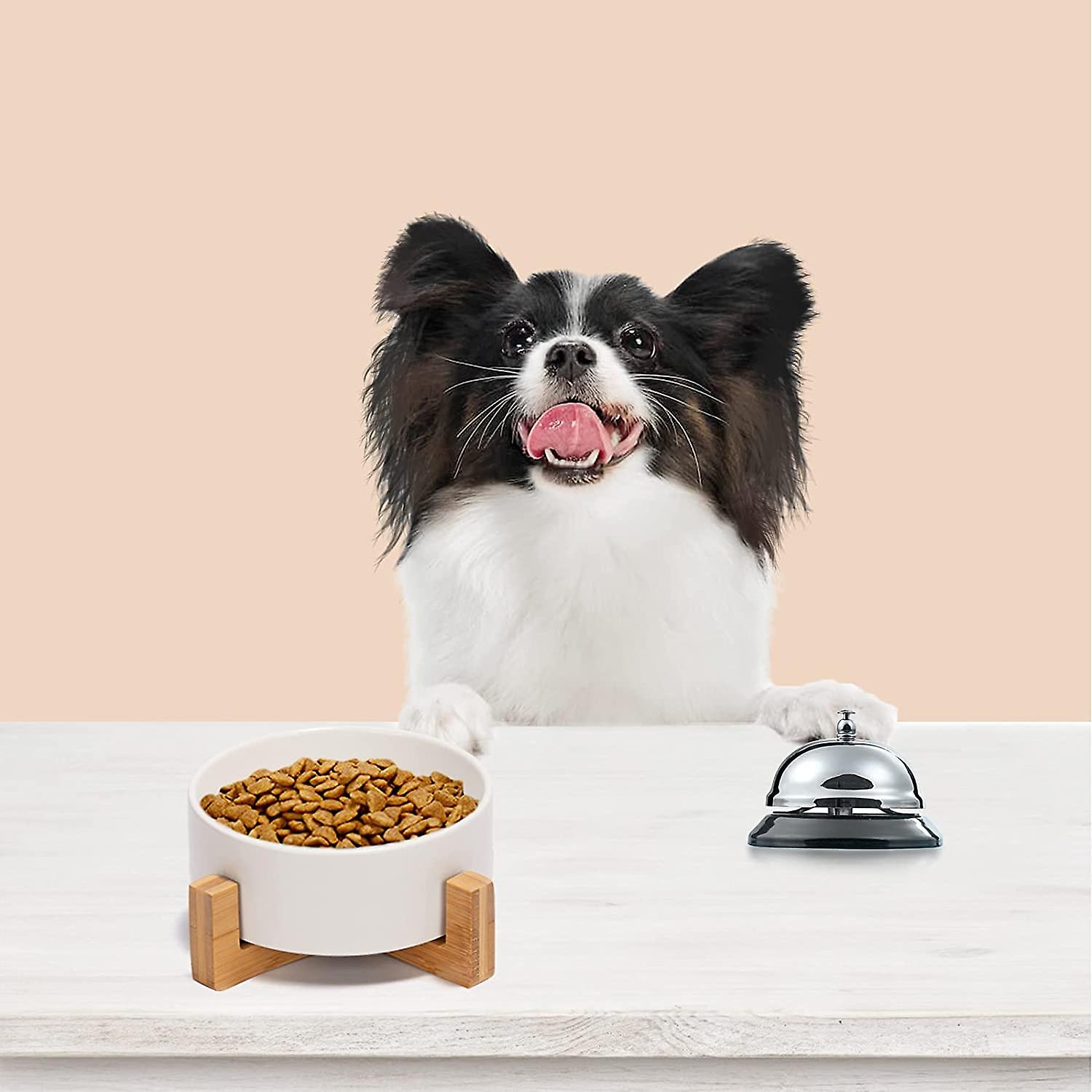 Dog Bowl And Bowl Set， Ceramic Dog And Cat Bowl Set With Wooden Stand， Modern And Cute Weighted Food Water Set For Small And Medium Dogs (0.81 Kg) And